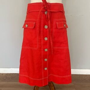 J. Crew NWT Bright Cerise Button-Front A-Line Skirt, Size 16